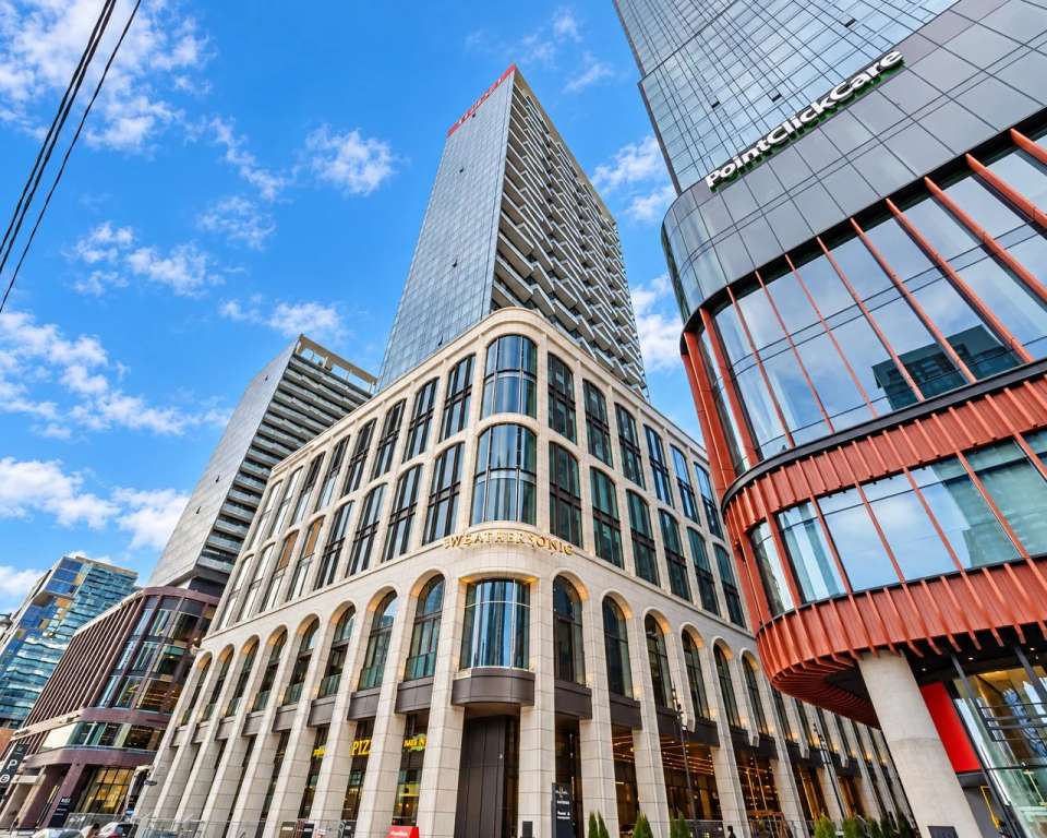 The Well Classic Series I condo tower exterior, 470 Front St W, Toronto