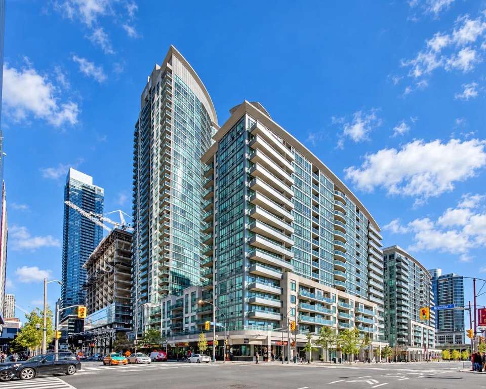 Infinity II condo tower exterior, 51 Lower Simcoe St, Toronto