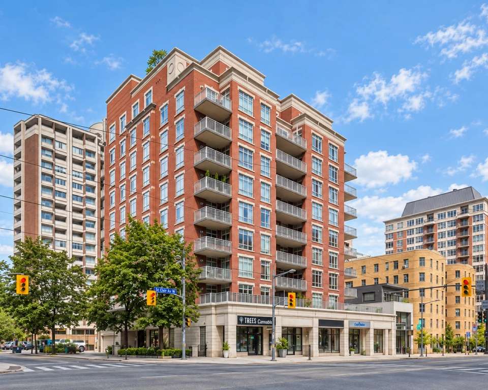 Exterior of Deer Park Residences at 1 Deer Park Cres, Toronto